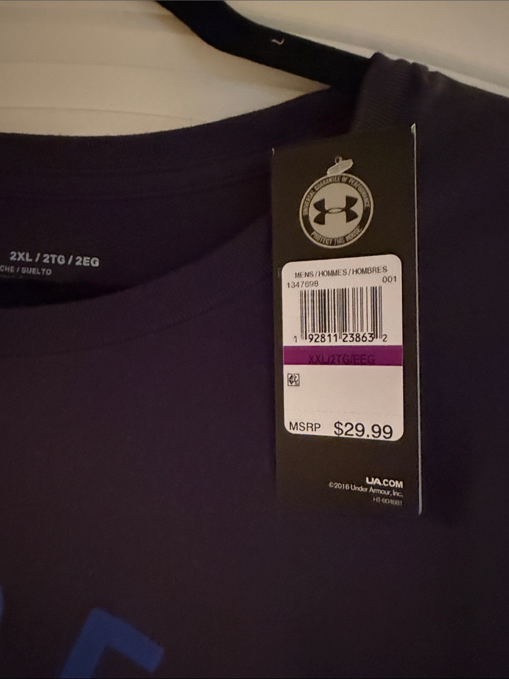 Under Armour Men’s Black Short Sleeve 'Respect' Logo Tee with Blue Graphic - Picture 3 of 5